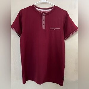 Scott James Shirt Men's - Color Burgundy Short Sleeve - Size S ( SJTS-20113-BRG)